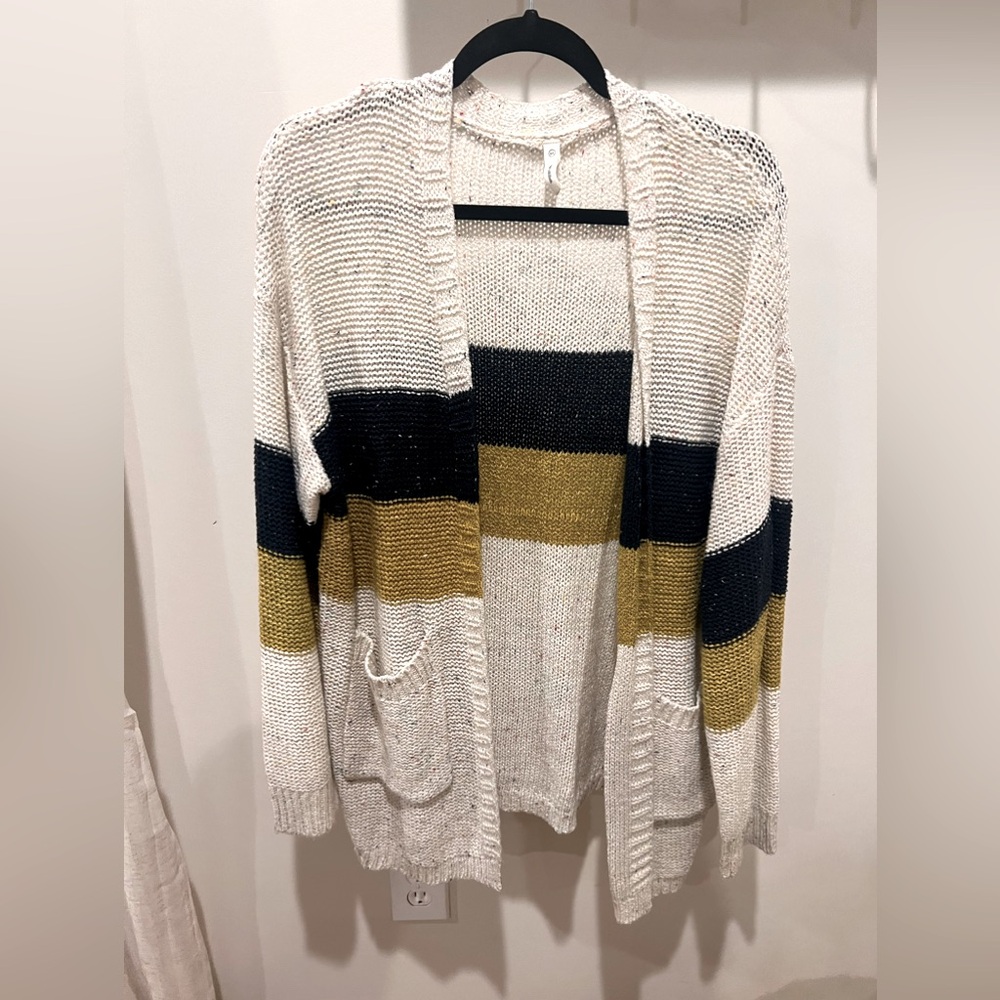 Wishlist Cardigan size M / L navy and mustard color blocking